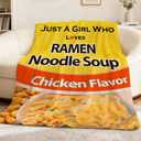 Ramen Chicken Blanket Ramen Blanket Just a Girl Who Loves Ramen Blanket Flannel Fleece Throw Air Conditioning Quilt Lightweight Cozy Plush Blanket for Sofa S 50"X40" for Kids
