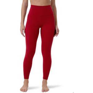 YUNOGA Women's High Waisted Workout Leggings 25" Inseam Ultra Soft Tummy Control Yoga Pants (S, Rose Red)