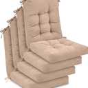 Juexica 4 Sets Outdoor Patio Chair Cushions Seat High Back Tufted Pillow Replacement Rocking Chair Cushions Pads for Patio Summer Seasonal Indoor Home Office(Beige Apricot)