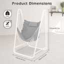 Hammock Chair with U Shape Stand, Cotton Swing Chair with Side Pocket, Heavy-Duty Metal Frame with Hanging Seat, Multi-Functional Swing Stand for Indoor and Outdoor Patio (White+Light Gray)