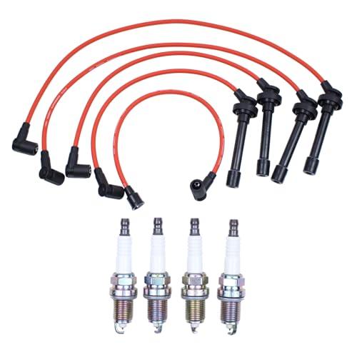 MOTOKU 10.5mm Spark Plug Wire and Spark Plugs Set for Honda Civic del Sol 1993-1997 Civic 1992-2000 Accord 1990-2002