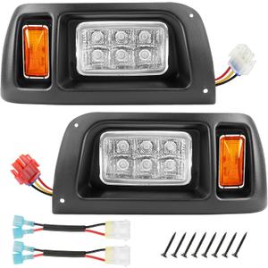 DRIVE UP Club Car DS Headlights Kit, Golf Cart LED Head Light with Adapter Wire for Club Car DS 1993-up 12 Volt Modified Golf Carts, OEM 101988002 101988001