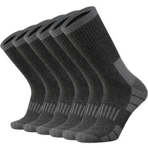 Men's Cotton Heavy Thick Full Cushion Crew Socks Moisture Wicking Control Thermal Winter Athletic Steel Toe Work Boot (10-13, Darkgray)