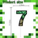 7 x 7th Pixel Miner Birthday Candles, Number 7 Candle, Pixels Cake Topper for Boys Girls, Game Themed Birthday Decorations Party Supplies (Large)