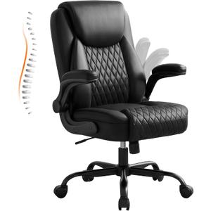 GTPLAYER PU Leather Office Chair, Home Desk Chair with Flip-up Arms, Modern, Small