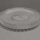 Fumete 6 Pcs Round Plastic Serving Platters Clear Plastic Serving Tray Acrylic Crystal Flan Plates for Food Cake Cookie Fruits Birthday Wedding Party Supplies(14 Inch)