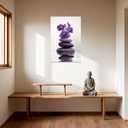 ZXHYWYM Zen Wall Art Stones Picture Orchid Canvas Painting Purple Zen Water Prints Spa Bathroom Decor Meditation Yoga Room Office Home Framed (24" x 36")