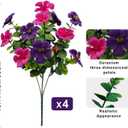 4 Bundles Large Artificial Geranium Flowers for Outdoors UV Resistant Faux Silk Flowers Realistic Fake Plants for Porch Balcony Patio Garden Home Decor(Purple Fuchsia)