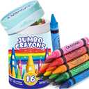 16 Colors Jumbo Crayons for Toddlers, Washable Easy to Hold Large Crayons for Kids Ages 48, NonToxic Crayon for School Art Supplies, Classroom Must Haves, Birthday Easter Gifts for Boys Girls