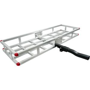 Aluminum Hitch Cargo Carrier 500 lbs Capacity - Folding Luggage Rack for SUV, Car, Truck - Fits 2" Receiver with Powder Coated Angled Shank - 60 x 20 x7 Rustproof Hitch Mount Cargo Basket