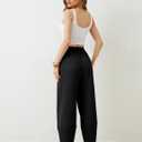Xiaoxuemeng Womens Baggy Wide Leg Pants Casual Elastic Waisted Palazzo Harem Pants with Pockets, Size XL