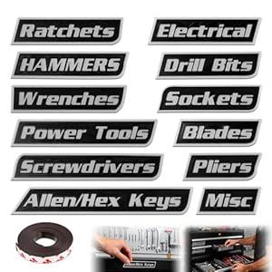 12 Pack of Magnetic Toolbox Labels, 3D Printed Toolbox Drawer Tags Magnetic Tool Box Labels, Multipurpose Tool boxs Tags, Easy to Stick and Remove