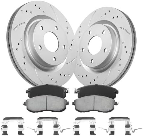 Anpulsero Front Automotive Replacement Brake Kit, Drilled and Slotted Brake Rotors Ceramic Brake Pads Compatible with 2007-2013 Nissan Altima| Anti-Rust Geomet Coated Noise-Free|295.8mm(11.6in)