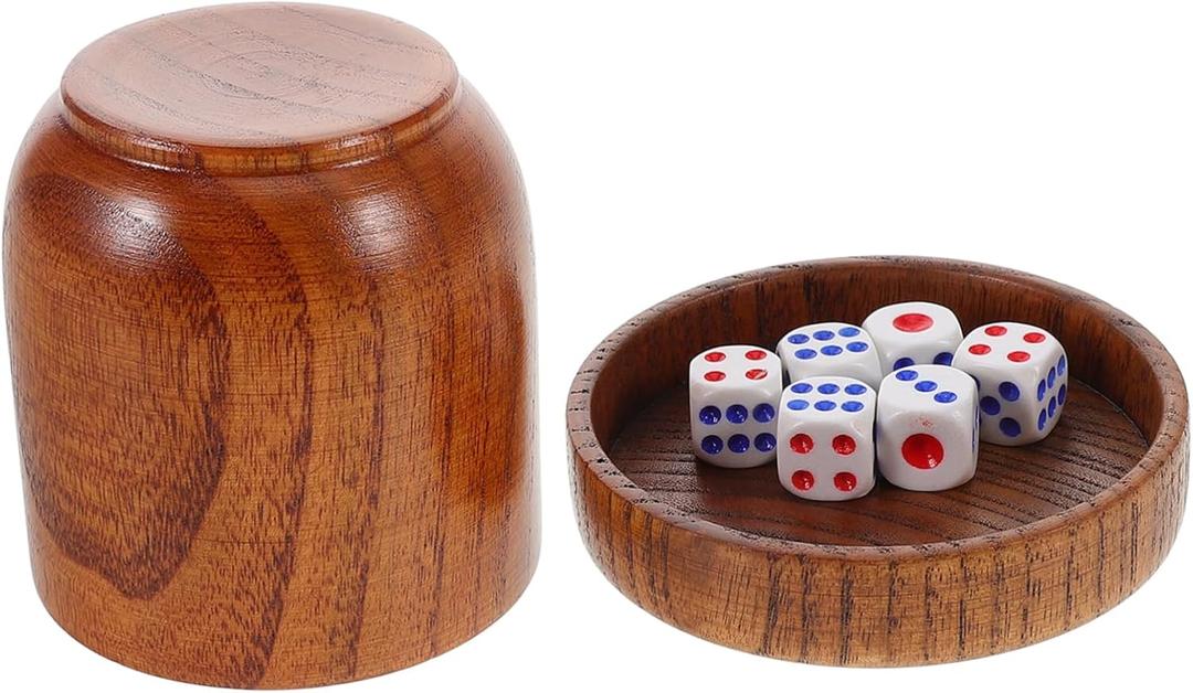 Wooden Dice Cups Set with Lid Stackable Dices Shaker for Bar and Party Games Natural Wood Dice Rolling Accessories for KTV and Game Night