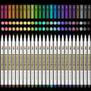 3 x Lelix 24 Colors Metallic Marker Pens, Fine Tip Paint Pens for DIY Photo Album, Black Paper, Card Making, Rock Art Painting, Scrapbooking, Glass, Metal, Wood