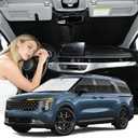 Windshield Sunshade for Kia Carnival 2022-2026 Sun Shade Windshield Upgrade 4 Layers Blocks UV Rays Custom Fit Carnival Car Window Shade Front Windshield Keep Cool Foldable Car Accessories