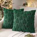 MIULEE Christmas Tree Decorative Pillow Covers Faux Fur Wool Throw Pillows Soft Plush Cushion Covers Set of 2 Xmas Home Decor Winter Holiday for Sofa Couch Livingroom Bed 18x18 Inch Dark Green