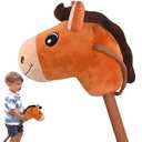 WALIKI Toys Stick Horse Brown (Plush, for Kids and Toddlers) Gift for 2 + Year Old boy Birthday