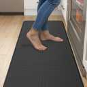 DEXI Kitchen Mat Cushioned Anti Fatigue, Extra Thick Comfort Standing Floor Mats Waterproof, Memory Foam Antifatigue Runner Rug for Desk Office, Sink, Laundry, 48x20, Black