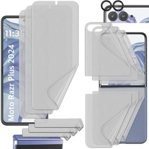 [3SET 13PCS] [12 Matte TPU film Screen protector][1 3D carving Lens protector] Motorola Moto Razr Plus 2024 with Hinge Protector [Anti-Glare 3 set] Scratch Resistant Case Friendly