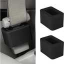 Car Seat Belt Buckle Holder, 2PCS Silicone Vehicle Seatbelt Buckle Booster for Kids, Automotive Seatbelt Fasten Holder Makes Receptacle Upright for Easy Access, Universal Fit (Black)