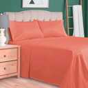 Superior Egyptian Cotton 4 Piece Sheet Set, 700 Thread Count, Eco-Friendly, Sustainable Sheets, Ultra-Soft Basics, Solid, Deep Pocket Fitted Sheet, Flat Sheet, Pillowcases, Coral, King
