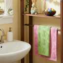 Remagr 2 Pcs Easter Bunny Hand Towels for Bathroom 3D Cotton Embroidery Kitchen Towels Spring Rabbit Bunny Plush Bath Green Pink Decorative Bath Towel Set for Kitchen Bathroom Decor