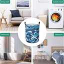 Laundry Basket Abstract Ocean Waves Collapsible Laundry Hamper with Handles Clothes Storage Bin for Household Bedroom Bathroom College Dorms