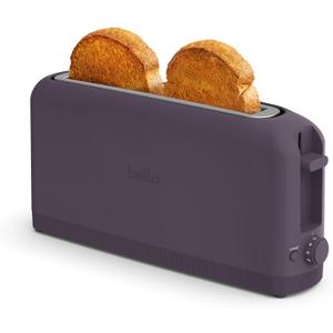 bella 2 Slice Slim Toaster, Fitsanywhere™ Kitchenware, 6 Setting Shade Control with Reheat & Cancel Buttons, Fits sourdough, 10” Long Slot, Anti Jam & Auto Shutoff, 900 Watt, Plum
