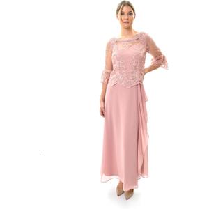 Le Bos Women's Full Legnth Gown with Embroidered Lace Bodice and Drape Detail at Waist (10)