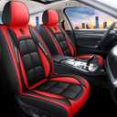 BGYFDU03 Seat Cover 5-Seater Full Set, Universal Type, Suitable for Most Cars, Cars, SUV, Trucks, Pickup Ttrucks, Airbags Compatible with Synthetic Leather Car Seat Cushion Protectors (Black-red)