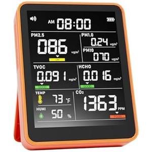 Professional Indoor Air Quality Monitor with AQI Alerts, Portable RealTime Detector for Home, Car, Plants & Pet