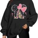 Magical Sweatshirts for Women Oversized Cute Graphic Shirts Xmas Holiday Long Sleeve Pullover Tops (Medium, Black)