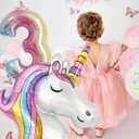 Unicorn Birthday Party Decorations for Girls,6th Birthday Party Balloon Set with Happy Birthday Banner,Foil Balloons Large Unicorn Balloons and Heart and Star Baby Shower Party Supplie (Number 6)