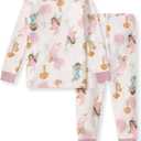 Burt's Bees Baby Girls' Pajamas, 2-Piece Long Sleeve Tee and Pants Organic Cotton PJ Set (3T, Fairy Garden)