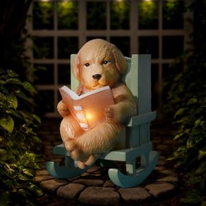Sheaifun Solar Garden Statues Dog Statues Fairy Garden Accessories Outdoor Resin Dog Figurine Mini Golden Retriever Statue with Lights for Outside Porch Patio Decor 3 * 2 * 3.5 In Valentines Day Gifts