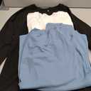 Yearntown 3 Pack Women's Plus Size Thermal Shirts Raglan Sleeve Crew Neck Fleece Lined Tops Long Sleeve Base Layer Underwear(Black, White, Haze Blue,X-Large)