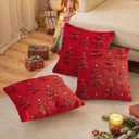Christmas Tree Pillowcases 18x18 Inches 2 Pieces, 3D Christmas Tree Shaped Artificial Fur Pillowcases, Suitable for Sofas, Living (red 2)