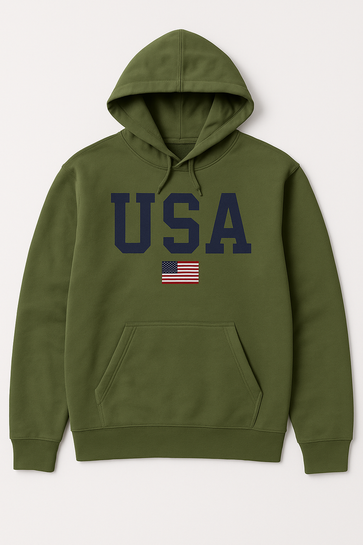 USA Hoodie Women Men Casual Graphic Patriotic American Flag Pullover Hoodie, XL