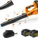 Cordless Leaf Blower, 450CFM/125MPH Six-Speed Adjustment, 2 * 4.5Ah 21V Batteries, High Power Copper Wire Motor with 3 Tube, Lightweight Handheld Blower for Lawn Care, Patio, Blowing Leaves