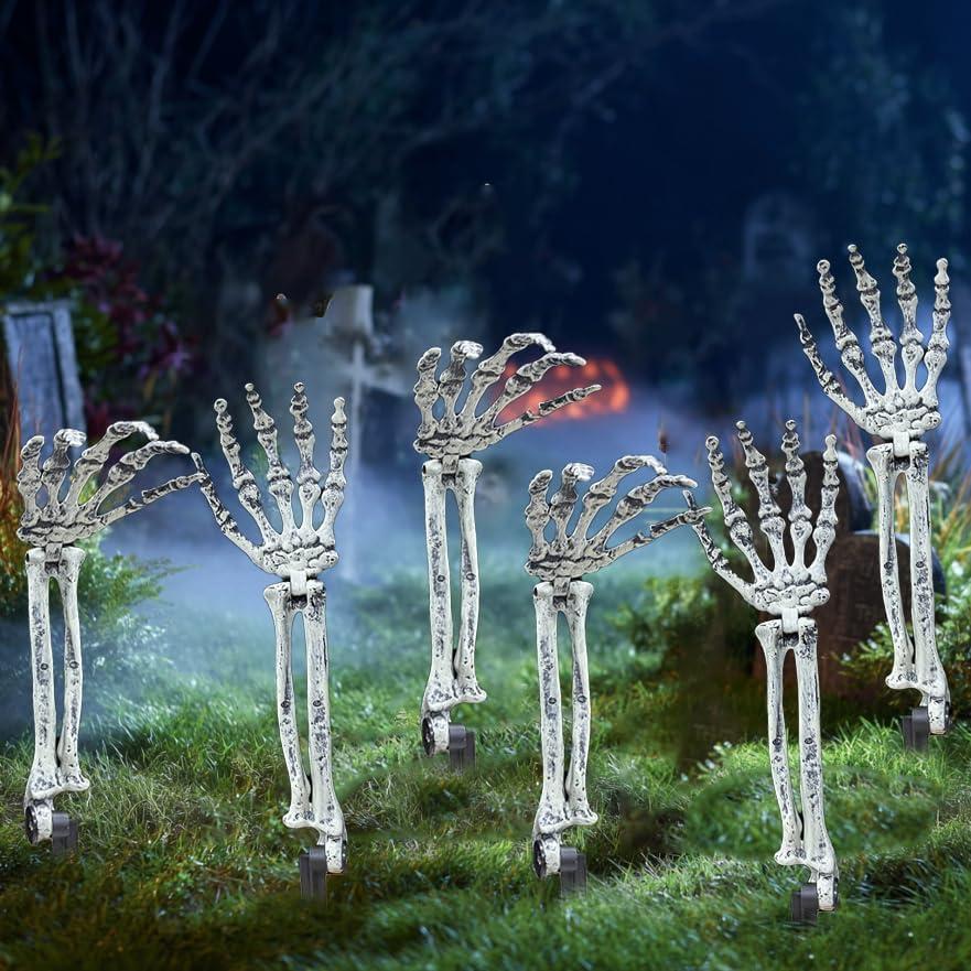 AOGU 6PC Realistic Skeleton Arm Stakes Halloween Decorations for Outdoor Indoor Lawn Stakes Garden Groundbreaker Halloween Skeleton Decoration