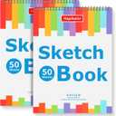 9" x 12" Sketch Book, 2-Pack 50 Sheets Spiral Bound Art Sketchbook, Acid Free Artist Drawing Book Paper, Art Supplies for Adults Kids, Craft Activities, Sketch Paper for Drawing Coloring Sketching
