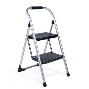 Step Stool for Adults,2 Step Ladder Folding 330lbs Anti Slip Step Stool,Foldable Ergonomic 2 Steel Stool with Wide Pedal for Home, Kitchen, Office (Sliver)