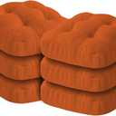 Chair Cushions for Dining Chairs, Dining Chair Cushions, Tufted Indoor Chair Pads with Ties & Non Slip Backing, Seat Cushions for Kitchen Chairs 16.5 x 16.5 x 3.5, Set of 6, Orange