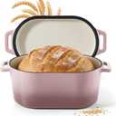 Dutch Oven for Bread Baking, 3.4 QT Bread Dutch Oven for Sourdough, Enamelled Cast Iron Bread Oven with Lids, Heavy-Duty Non Stick Sourdough Loaf Pan, Meatloaf Pan, Pink