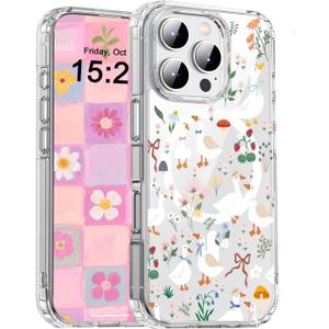Magnetic for iPhone 16 Pro, Compatible with Magsafe, Cute Goose Phone Case Clear Shockproof Protective Cover for Women Girls