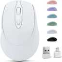 Bluetooth Mouse - Wireless, Rechargeable, Silent, Slim, Portable for Laptop, iPad, MacBook Pro, Surface Pro, PC and Samsung Tablet (White)