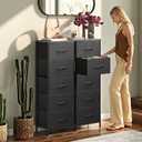 WLIVE Tall Dresser for Bedroom, 5 Drawer Dresser, Charcoal Black, 11.8"D x 15.7"W x 47.5"H