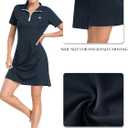 MoFiz Women's Golf Tennis Dress Sports Polo Dress Short Sleeve Quick Dry Casual Workwear Button (Blue, M)