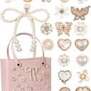 Mon Caramel Resin Beach Bag Accessories Charms,Resin Beach Totes Accessories Inserts,Daisy Flower Bag Charms (Bow White)